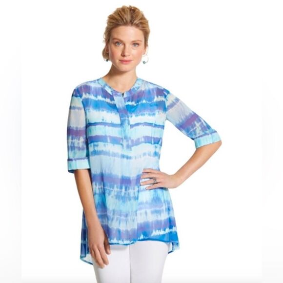 Chicos Silky Tunic Short Sleeve - Size 1 - Picture 1 of 7